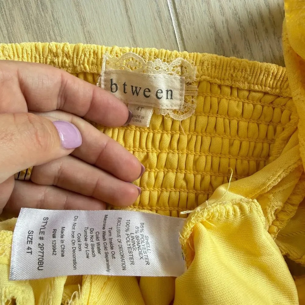 Btween Toddler Girls Floral Tank Skort Set Yellow Eyelet Size 4T